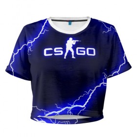 Женская футболка Cropp-top с принтом CS GO LIGHTNING STYLE в Санкт-Петербурге, 100% полиэстер | круглая горловина, длина футболки до линии талии, рукава с отворотами | Тематика изображения на принте: astralis | awp | counter strike | cs go | cs go global offensive | faze clan | hyper beast | team liquid | thunder | астралис | молнии | тим ликвид | фейз клан | хайпер бист | шторм