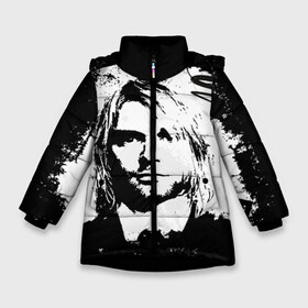 Зимняя куртка для девочек 3D с принтом Kurt Cobain в Санкт-Петербурге, ткань верха — 100% полиэстер; подклад — 100% полиэстер, утеплитель — 100% полиэстер. | длина ниже бедра, удлиненная спинка, воротник стойка и отстегивающийся капюшон. Есть боковые карманы с листочкой на кнопках, утяжки по низу изделия и внутренний карман на молнии. 

Предусмотрены светоотражающий принт на спинке, радужный светоотражающий элемент на пуллере молнии и на резинке для утяжки. | bleach | blew | cobain | dave | geffen | hormoaning | in utero | incesticide | krist | kurt | nevermind | nirvana | novoselic | rock | vevo | геффен | курт кобейн | нирвана | рок