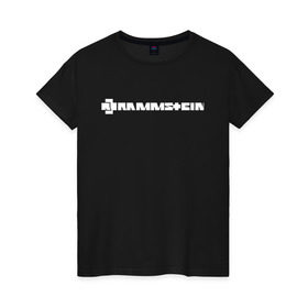 Женская футболка хлопок с принтом RAMMSTEIN (НА СПИНЕ) в Санкт-Петербурге, 100% хлопок | прямой крой, круглый вырез горловины, длина до линии бедер, слегка спущенное плечо | Тематика изображения на принте: rammstein | рамштайн