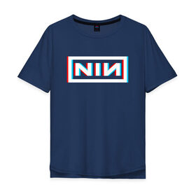 Мужская футболка хлопок Oversize с принтом NIN GLITCH в Санкт-Петербурге, 100% хлопок | свободный крой, круглый ворот, “спинка” длиннее передней части | glitch | music | nin | nine inch nails | rock | глитч | группа | музыка | музыканты | нин | рок