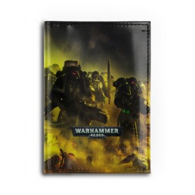 Обложка для автодокументов с принтом WARHAMMER 40K в Санкт-Петербурге, натуральная кожа |  размер 19,9*13 см; внутри 4 больших “конверта” для документов и один маленький отдел — туда идеально встанут права | abaddon | armada | battlefleet gothic | black legion | warhammer 40k | абаддон | чёрный легион