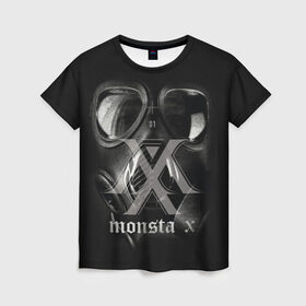 Женская футболка 3D с принтом Monsta X в Санкт-Петербурге, 100% полиэфир ( синтетическое хлопкоподобное полотно) | прямой крой, круглый вырез горловины, длина до линии бедер | dramarama | edm | hyungwon | idol | im | j pop | jooheon | k pop | kihyun | kpop | minhyuk | mv | shownu | the code | wonho | вонхо | монста х | хип хоп