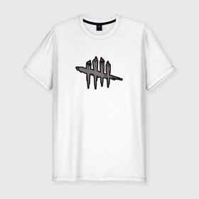 Мужская футболка премиум с принтом DEAD BY DAYLIGHT в Санкт-Петербурге, 92% хлопок, 8% лайкра | приталенный силуэт, круглый вырез ворота, длина до линии бедра, короткий рукав | dbd | dead by daylight | survival horror | дбд | мертвы к рассвету
