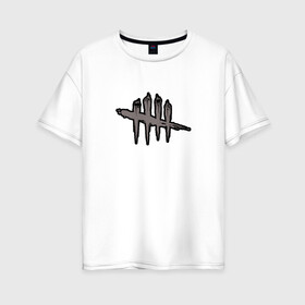 Женская футболка хлопок Oversize с принтом DEAD BY DAYLIGHT в Санкт-Петербурге, 100% хлопок | свободный крой, круглый ворот, спущенный рукав, длина до линии бедер
 | dbd | dead by daylight | survival horror | дбд | мертвы к рассвету
