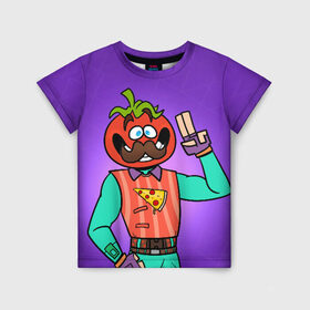 Детская футболка 3D с принтом Tomato в Санкт-Петербурге, 100% гипоаллергенный полиэфир | прямой крой, круглый вырез горловины, длина до линии бедер, чуть спущенное плечо, ткань немного тянется | Тематика изображения на принте: epic | fortnite | фортнайт | эпик