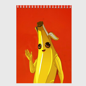 Скетчбук с принтом Banana в Санкт-Петербурге, 100% бумага
 | 48 листов, плотность листов — 100 г/м2, плотность картонной обложки — 250 г/м2. Листы скреплены сверху удобной пружинной спиралью | Тематика изображения на принте: epic | fortnite | банан | фортнайт | эпик