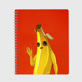 Тетрадь с принтом Banana в Санкт-Петербурге, 100% бумага | 48 листов, плотность листов — 60 г/м2, плотность картонной обложки — 250 г/м2. Листы скреплены сбоку удобной пружинной спиралью. Уголки страниц и обложки скругленные. Цвет линий — светло-серый
 | Тематика изображения на принте: epic | fortnite | банан | фортнайт | эпик