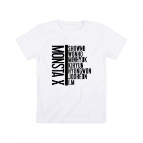 Детская футболка хлопок с принтом MONSTA X в Санкт-Петербурге, 100% хлопок | круглый вырез горловины, полуприлегающий силуэт, длина до линии бедер | i.m. | jooheon | kihyun | minhyuk | monsta x | shownu | wonho | монст х | монста х