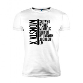 Мужская футболка премиум с принтом MONSTA X в Санкт-Петербурге, 92% хлопок, 8% лайкра | приталенный силуэт, круглый вырез ворота, длина до линии бедра, короткий рукав | i.m. | jooheon | kihyun | minhyuk | monsta x | shownu | wonho | монст х | монста х