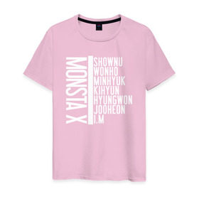 Мужская футболка хлопок с принтом MONSTA X в Санкт-Петербурге, 100% хлопок | прямой крой, круглый вырез горловины, длина до линии бедер, слегка спущенное плечо. | i.m. | jooheon | kihyun | minhyuk | monsta x | shownu | wonho | монст х | монста х