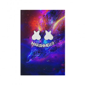 Обложка для паспорта матовая кожа с принтом MARSHMELLO в Санкт-Петербурге, натуральная матовая кожа | размер 19,3 х 13,7 см; прозрачные пластиковые крепления | christopher comstock | dj | marshmello | music | диджей | клубная музыка | клубняк | крис комсток | маршмеллоу | музыка