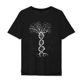 Мужская футболка хлопок Oversize с принтом Днк Дерево в Санкт-Петербурге, 100% хлопок | свободный крой, круглый ворот, “спинка” длиннее передней части | biology | dna | geek | scince | tree | абстракция | биолог | биология | гик | дерево | днк | лаборатория | наука | ученые | ученый