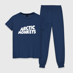 Женская пижама хлопок с принтом AM в Санкт-Петербурге, 100% хлопок | брюки и футболка прямого кроя, без карманов, на брюках мягкая резинка на поясе и по низу штанин | alex turner | arctic monkeys | алекс тёрнер | арктик монкейс | арктические обезьяны