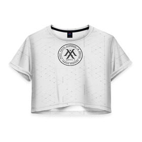 Женская футболка Cropp-top с принтом monsta x в Санкт-Петербурге, 100% полиэстер | круглая горловина, длина футболки до линии талии, рукава с отворотами | Тематика изображения на принте: monsta x