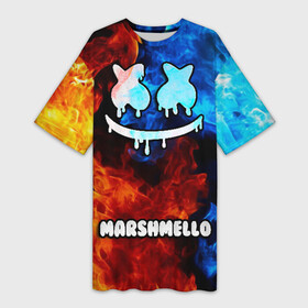 Платье-футболка 3D с принтом РЮКЗАК MARSHMELLO в Санкт-Петербурге,  |  | marshmello | диджей | клуб | клубная музыка | маршмеллоу | маршмело | маршмэлло | маршмэллоу | маршмэло | музыка | электронная