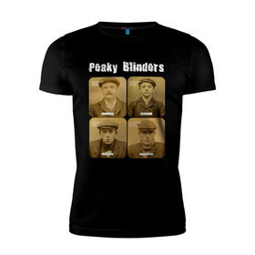Мужская футболка премиум с принтом Peaky Blinders в Санкт-Петербурге, 92% хлопок, 8% лайкра | приталенный силуэт, круглый вырез ворота, длина до линии бедра, короткий рукав | peaky blinders | острые козырьки | сериал