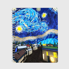 Тетрадь с принтом ВАНГОГ в Санкт-Петербурге, 100% бумага | 48 листов, плотность листов — 60 г/м2, плотность картонной обложки — 250 г/м2. Листы скреплены сбоку удобной пружинной спиралью. Уголки страниц и обложки скругленные. Цвет линий — светло-серый
 | Тематика изображения на принте: art | impressionism | night | painting | planets | sky | stars | style | van gogh | waves | ван гог | вихрь | волны | живопись | звезды | импрессионизм | искусство | краски | небо | ночь | рисунок | стиль