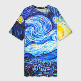 Платье-футболка 3D с принтом ВАНГОГ в Санкт-Петербурге,  |  | art | impressionism | night | painting | planets | sky | stars | style | van gogh | waves | ван гог | вихрь | волны | живопись | звезды | импрессионизм | искусство | краски | небо | ночь | рисунок | стиль