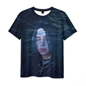 Мужская футболка 3D с принтом Billie Eilish Ocean Eyes в Санкт-Петербурге, 100% полиэфир | прямой крой, круглый вырез горловины, длина до линии бедер | bad guy | billie eilish | билли айлиш | эйлиш