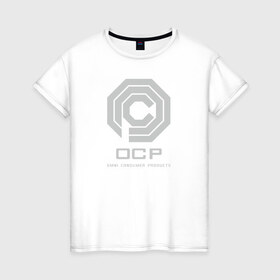 Женская футболка хлопок с принтом OCP в Санкт-Петербурге, 100% хлопок | прямой крой, круглый вырез горловины, длина до линии бедер, слегка спущенное плечо | omni consumer products | алекс мёрфи | робокоп. детройт