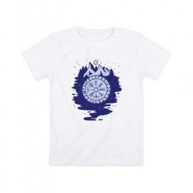 Детская футболка хлопок с принтом Викинги Символика в Санкт-Петербурге, 100% хлопок | круглый вырез горловины, полуприлегающий силуэт, длина до линии бедер | mountain | symbol | viking | викинг | викинги | гора | горы | символ | символы