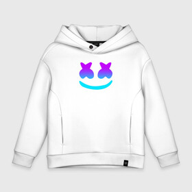 Детское худи Oversize хлопок с принтом MARSHMELLO в Санкт-Петербурге, френч-терри — 70% хлопок, 30% полиэстер. Мягкий теплый начес внутри —100% хлопок | боковые карманы, эластичные манжеты и нижняя кромка, капюшон на магнитной кнопке | Тематика изображения на принте: america | dj | marshmello | usa | америка | маршмелло