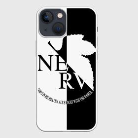 Чехол для iPhone 13 mini с принтом Nerv black and white в Санкт-Петербурге,  |  | angel | eva | evangelion | neon genesis evangelion | nerv | аска лэнгли сорью | ева | евангелион | мисато кацураги | рей аянами | синдзи