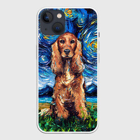 Чехол для iPhone 13 с принтом Кокер спаниель (Van Gogh style в Санкт-Петербурге,  |  | gogh | van | vincent | willem | ван | винсент | гог | кокер | пёс | постимпрессионизм | собака | спаниель | художник
