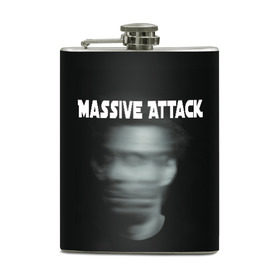 Фляга с принтом Massive Attack в Санкт-Петербурге, металлический корпус | емкость 0,22 л, размер 125 х 94 мм. Виниловая наклейка запечатывается полностью | грант маршалл | роберт дель ная | трип хоп