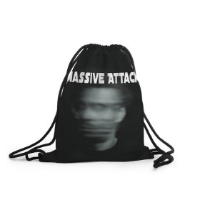 Рюкзак-мешок 3D с принтом Massive Attack в Санкт-Петербурге, 100% полиэстер | плотность ткани — 200 г/м2, размер — 35 х 45 см; лямки — толстые шнурки, застежка на шнуровке, без карманов и подкладки | Тематика изображения на принте: грант маршалл | роберт дель ная | трип хоп