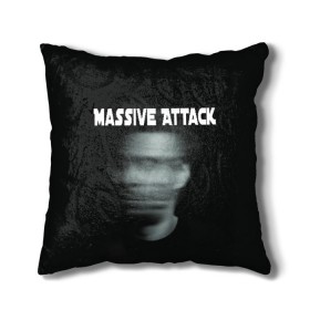 Подушка 3D с принтом Massive Attack в Санкт-Петербурге, наволочка – 100% полиэстер, наполнитель – холлофайбер (легкий наполнитель, не вызывает аллергию). | состоит из подушки и наволочки. Наволочка на молнии, легко снимается для стирки | грант маршалл | роберт дель ная | трип хоп