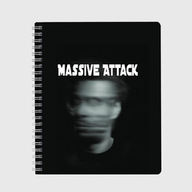 Тетрадь с принтом Massive Attack в Санкт-Петербурге, 100% бумага | 48 листов, плотность листов — 60 г/м2, плотность картонной обложки — 250 г/м2. Листы скреплены сбоку удобной пружинной спиралью. Уголки страниц и обложки скругленные. Цвет линий — светло-серый
 | Тематика изображения на принте: грант маршалл | роберт дель ная | трип хоп