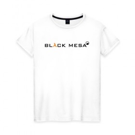 Женская футболка хлопок с принтом HALF-LIFE BLACK MESA в Санкт-Петербурге, 100% хлопок | прямой крой, круглый вырез горловины, длина до линии бедер, слегка спущенное плечо | 