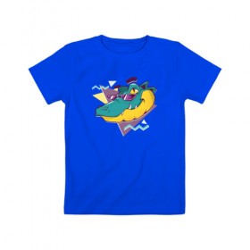 Детская футболка хлопок с принтом Летний Крокодил в Санкт-Петербурге, 100% хлопок | круглый вырез горловины, полуприлегающий силуэт, длина до линии бедер | alligator | summer | аллигатор | крокодил | летние | лето