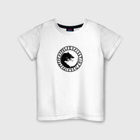 Детская футболка хлопок с принтом Викинги в Санкт-Петербурге, 100% хлопок | круглый вырез горловины, полуприлегающий силуэт, длина до линии бедер | викинги | волк | лого | руны | сериал