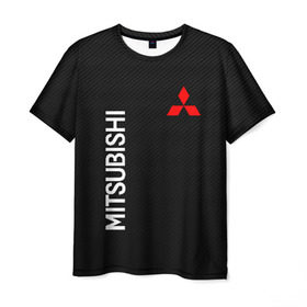 Мужская футболка 3D с принтом MITSUBISHI (carbon) в Санкт-Петербурге, 100% полиэфир | прямой крой, круглый вырез горловины, длина до линии бедер | mitsubishi | sport | митсубиси | митсубиши | спорт