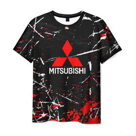 Мужская футболка 3D с принтом MITSUBISHI в Санкт-Петербурге, 100% полиэфир | прямой крой, круглый вырез горловины, длина до линии бедер | mitsubishi | sport | митсубиси | митсубиши | спорт
