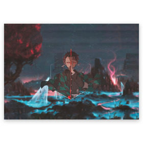 Поздравительная открытка Танджиро Камадо: в Санкт-Петербурге, 100% бумага | плотность бумаги 280 г/м2, матовая, на обратной стороне линовка и место для марки
 | Тематика изображения на принте: аниме | клинок рассекающий демонов | танджиро камадо