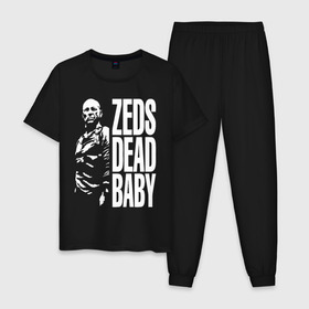 Мужская пижама хлопок с принтом zed is dead baby в Санкт-Петербурге, 100% хлопок | брюки и футболка прямого кроя, без карманов, на брюках мягкая резинка на поясе и по низу штанин
 | Тематика изображения на принте: baby | bruce | dead | fiction | pulp | quentin | tarantino | willis | zed | брюс | квентин | криминально | мотоцикл | ракета | тарантино | уиллис | чёпер | чтиво