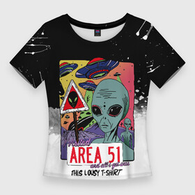 Женская футболка 3D Slim с принтом Штурм зоны 51 в Санкт-Петербурге,  |  | 51 | area | area 51 | nlo | звезды | зона 51 | инопланетяне | инопланетянин | нло | пришелец | пришельцы | штурм зоны 51