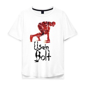 Мужская футболка хлопок Oversize с принтом Usain Bolt в Санкт-Петербурге, 100% хлопок | свободный крой, круглый ворот, “спинка” длиннее передней части | athletics | jamaica | man | run | runner | sport | sportsman | usain bolt | легкая атлетика | мужчина | спорт | спортсмен | ямайка
