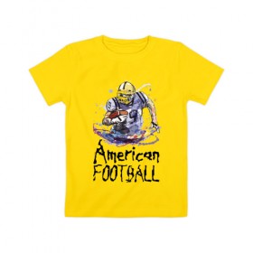 Детская футболка хлопок с принтом American football в Санкт-Петербурге, 100% хлопок | круглый вырез горловины, полуприлегающий силуэт, длина до линии бедер | american football | ball | helmet | player | sportsman | usa | американский футбол | игрок | каска | мяч | сша
