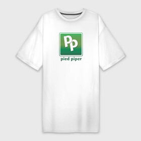 Платье-футболка хлопок с принтом Pied Piper в Санкт-Петербурге,  |  | company | geek | logo | nerd | pied | piper | series | silicon valley | uniform | ботаники | вымышленная компания | гики | компания | логотип | пегий дудочник | программисты | сериал | силиконовая долина | форма