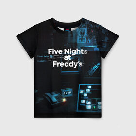 Детская футболка 3D с принтом FIVE NIGHTS AT FREDDYS в Санкт-Петербурге, 100% гипоаллергенный полиэфир | прямой крой, круглый вырез горловины, длина до линии бедер, чуть спущенное плечо, ткань немного тянется | 5 ночей с фредди | animation | bonnie | chica | five nights at freddys | fnaf | foxy | freddy | funny | horror | scary | бонни | майк | пять | ужас | фнаф | фокси | фредди | чика | шмидт