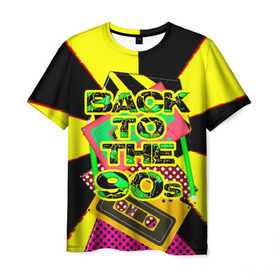 Мужская футболка 3D с принтом Back to the 90 в Санкт-Петербурге, 100% полиэфир | прямой крой, круглый вырез горловины, длина до линии бедер | Тематика изображения на принте: 90е | back | back to the 90 | retro | ретро