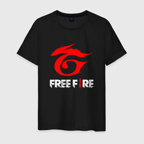 Мужская футболка хлопок с принтом GARENA FREE FIRE в Санкт-Петербурге, 100% хлопок | прямой крой, круглый вырез горловины, длина до линии бедер, слегка спущенное плечо. | Тематика изображения на принте: free fire | garena | garena free fire | гарена | гарена фри фаер | фри фаер