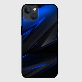 Чехол для iPhone 13 с принтом Blue and Black в Санкт-Петербурге,  |  | Тематика изображения на принте: 3d | 3д | black | blue | texture | геометрия | красно синее | синий | текстуры | фигуры | черный