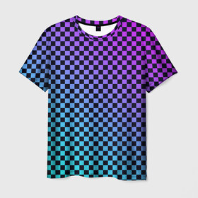 Мужская футболка 3D с принтом Checkerboard gradient в Санкт-Петербурге, 100% полиэфир | прямой крой, круглый вырез горловины, длина до линии бедер | checkerboard | gradient | бойчик | градиент | клетка. ячейка | орнамент | френдзона | шахматная. доска | шашечки