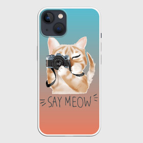 Чехол для iPhone 13 с принтом Say Meow в Санкт-Петербурге,  |  | meow | кот | котенок | котик | котики | котятка | кошка | мяу | скажи мяу | фотоаппарат | фотограф