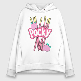 Женское худи Oversize хлопок с принтом KAWAII POCKY в Санкт-Петербурге, френч-терри — 70% хлопок, 30% полиэстер. Мягкий теплый начес внутри —100% хлопок | боковые карманы, эластичные манжеты и нижняя кромка, капюшон на магнитной кнопке | Тематика изображения на принте: kawaii | kawaii pocky | pocky | pocky купить | pocky палочки | кавай | японские pocky